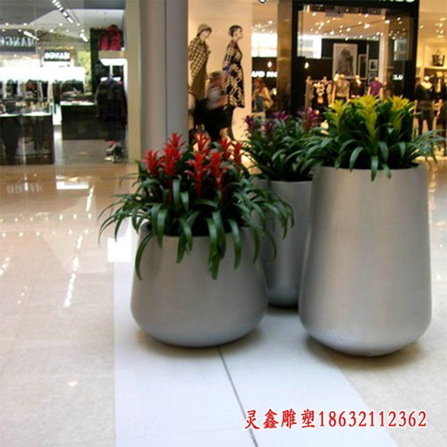 张掖白钢花盆雕塑 不锈钢花桶的艺术与商业魅力